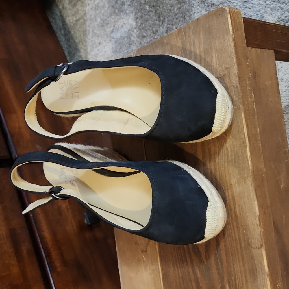 Naturalizer Pearl  Espadrille Pumps size 10 black and beige